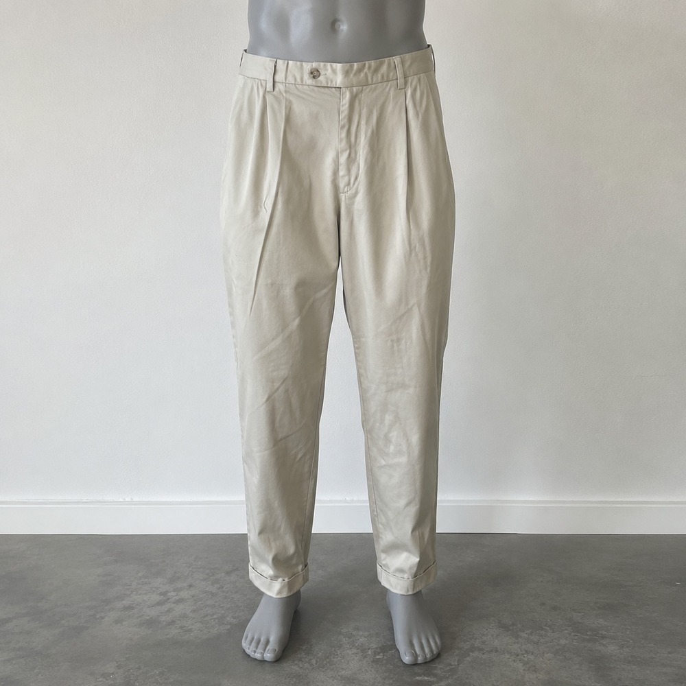 Haggard Pleated Mens Tapered Khaki Pants 34 Old Money Preppy Golfcore Quiet Lux